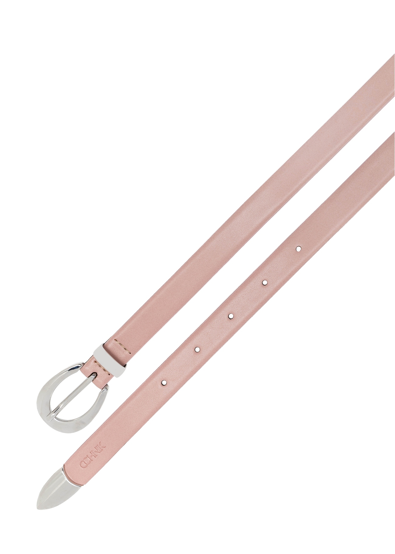 Pink women's leather belt PASDS-0325-31(W25) - product view on white background.