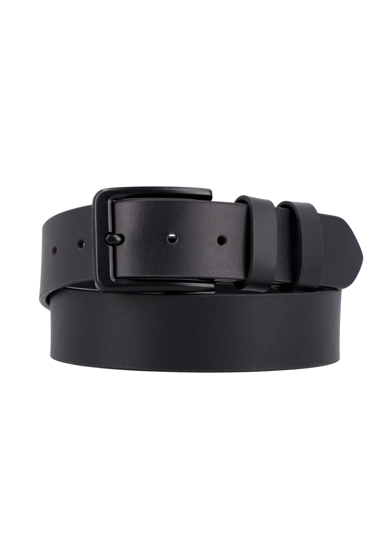 Black men's leather belt PASMS-0287-99(Z26), front view on a white background.