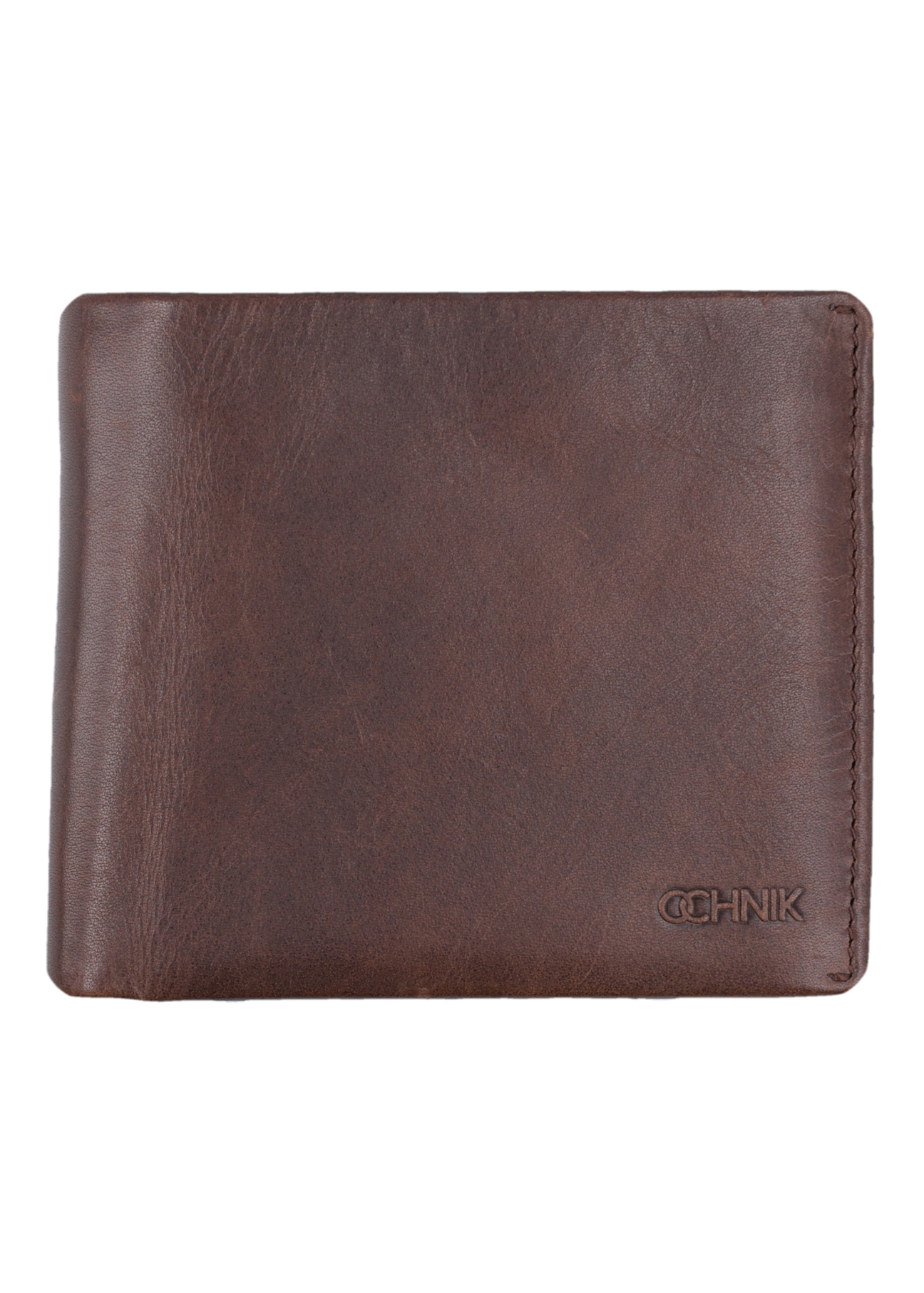 Brown leather men's wallet PORMS-0734-1I(Z26), front product view on white background.