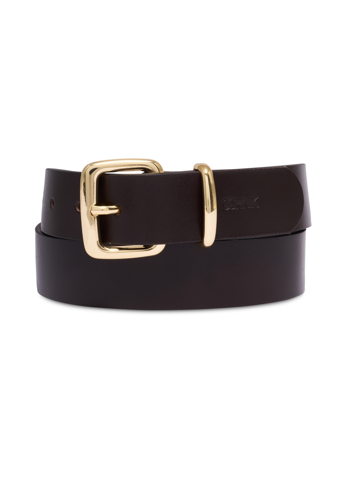Brown leather women's belt PASDS-0312-1I(Z26), front product view on white background.