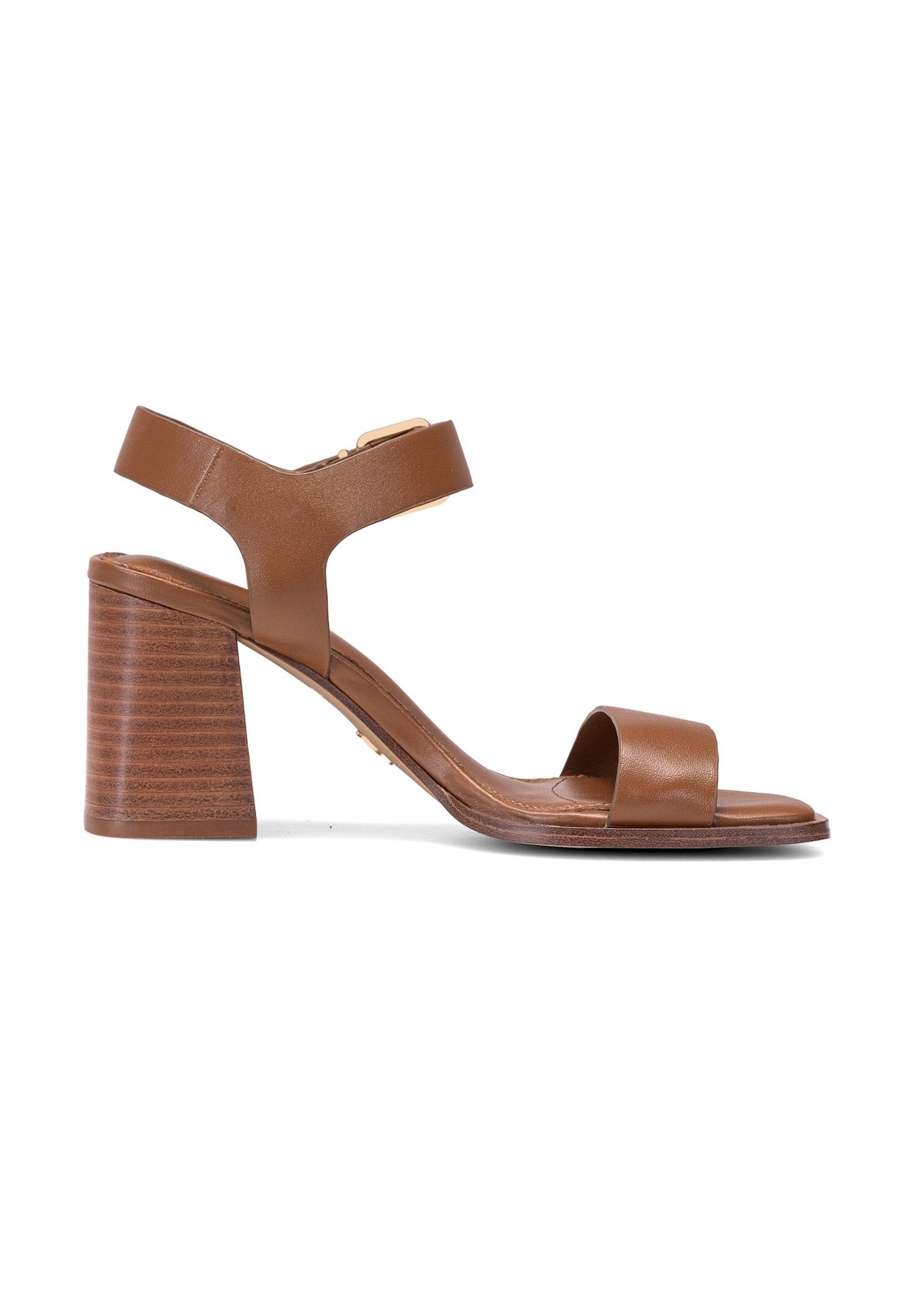 Women's brown leather sandals BUTYD-1178-1D(W26), side view of the product on a white background.