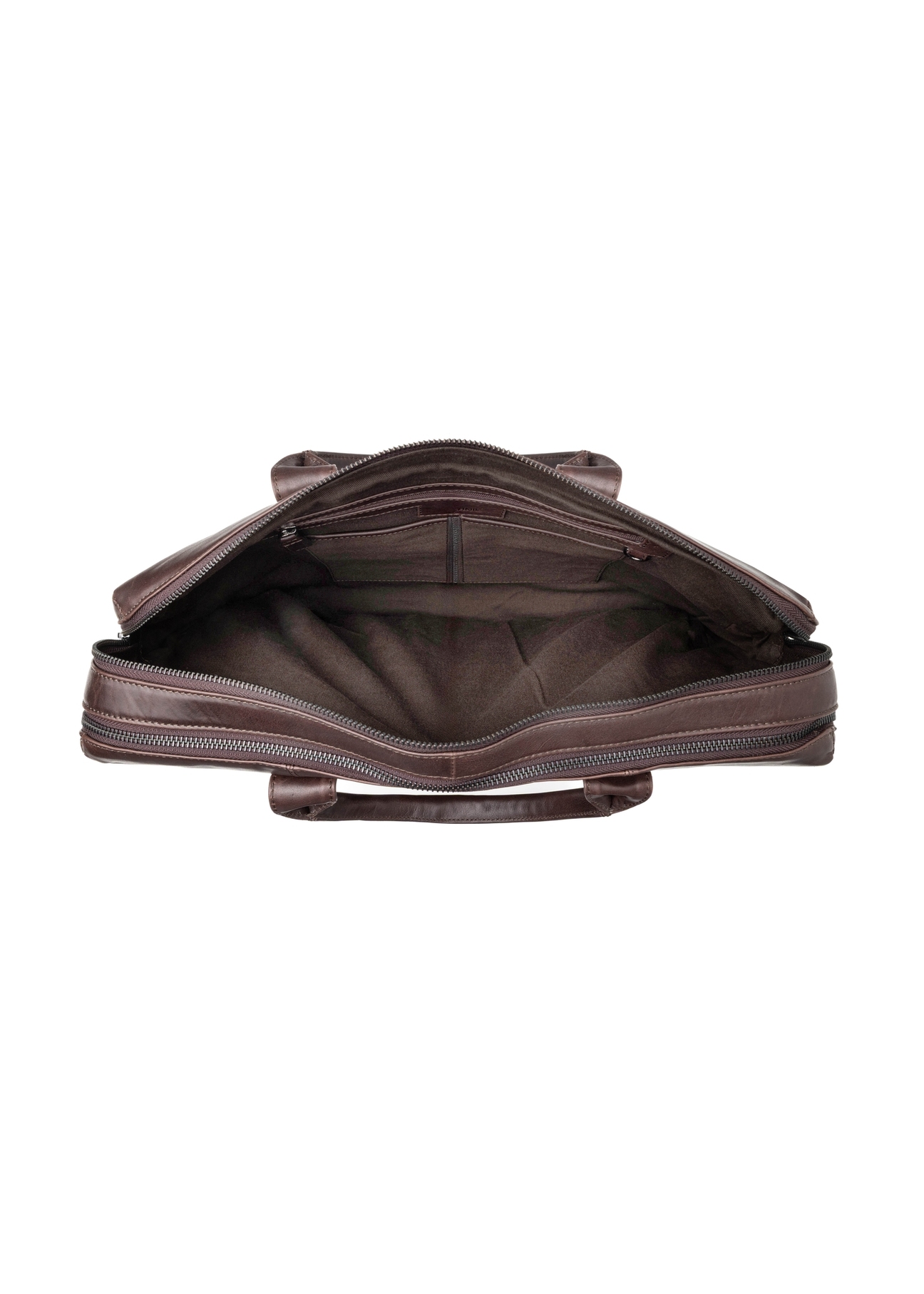 Brown leather men's bag TORMS-0460-89(Z25), product view from above on a white background.