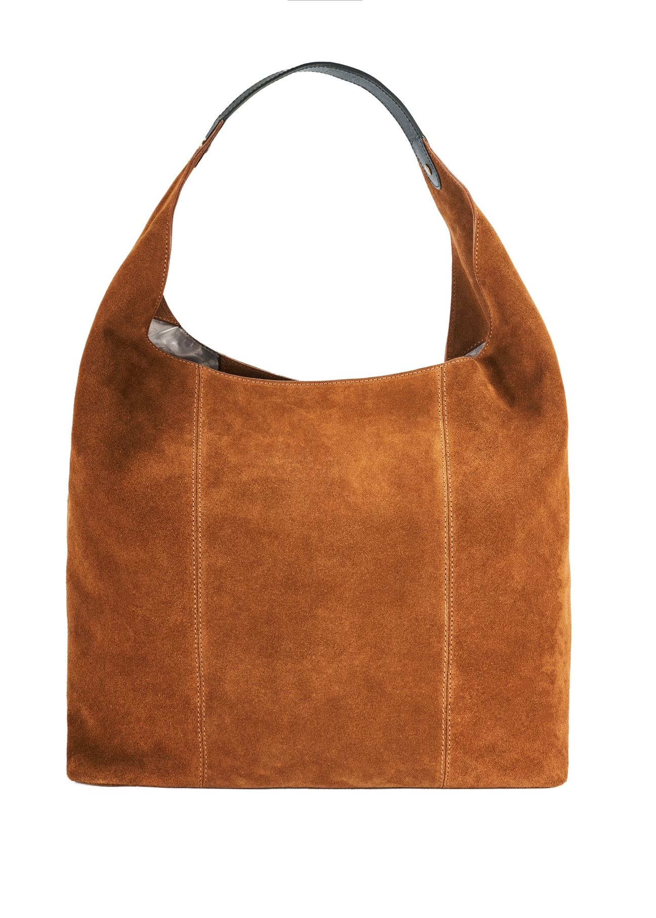 Brown suede women's handbag TORES-1167-88(Z25), product view from the back on a white background.