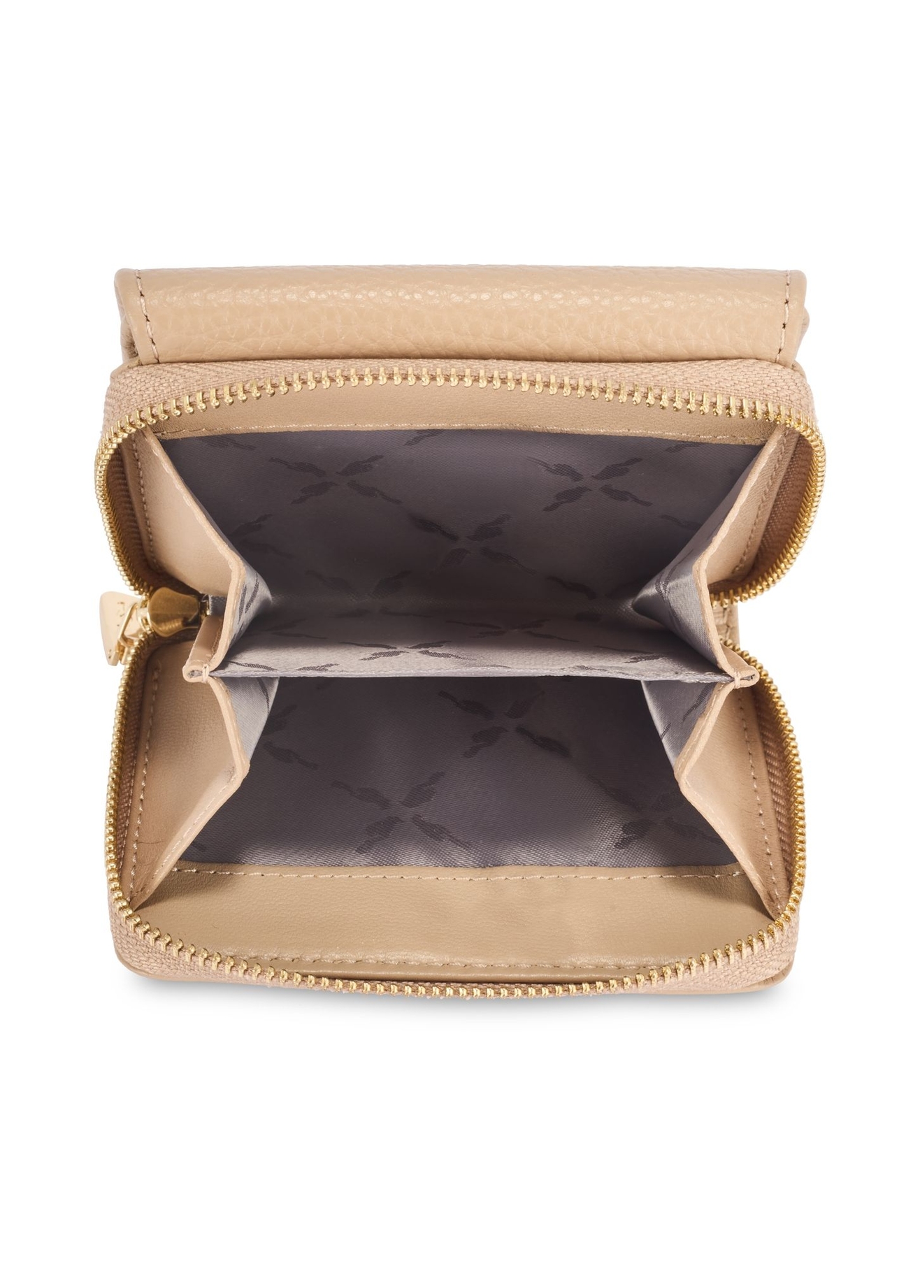 Beige leather women's wallet PORES-0802R-81(Z25), product view from above on a white background.