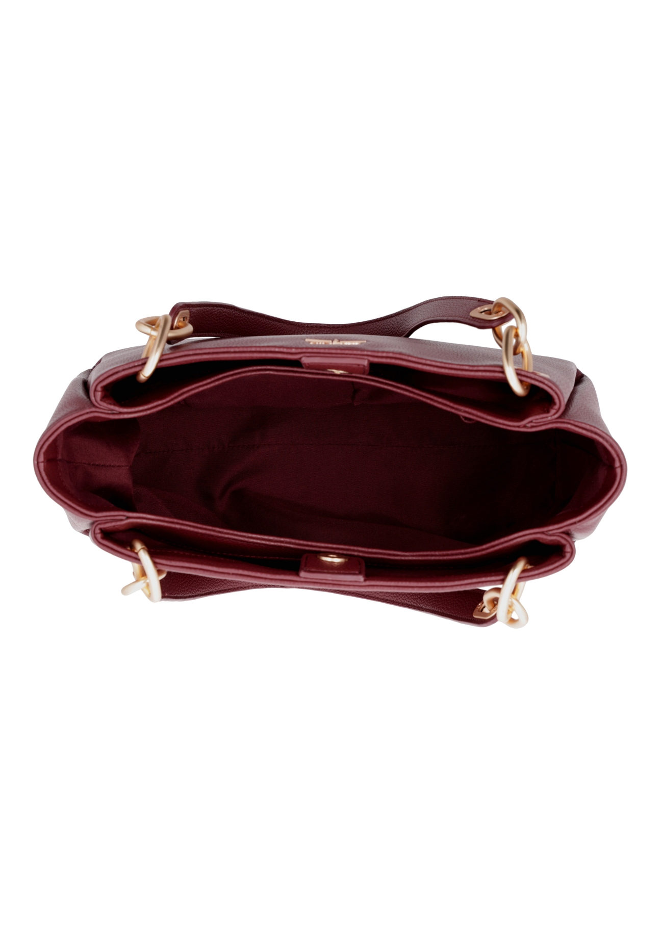 Burgundy women's imitation leather handbag TOREC-0998-4D(W27), product view inside on white background.