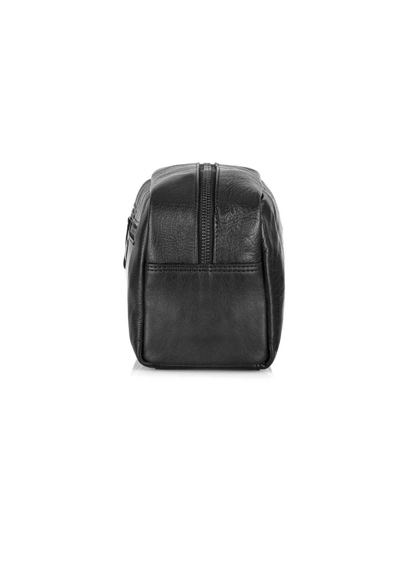 Black leather men's cosmetic bag TORMS-0422A-99(Z25) - side view of the product on a white background.