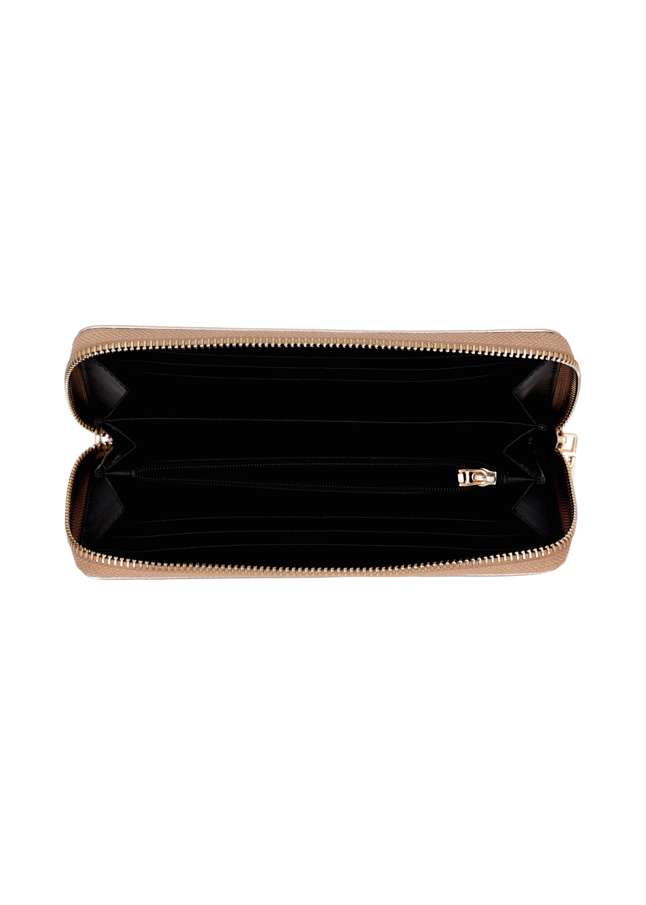 Large gold-colored leather women's wallet PORES-1028-2X(Z26), product view inside on white background.