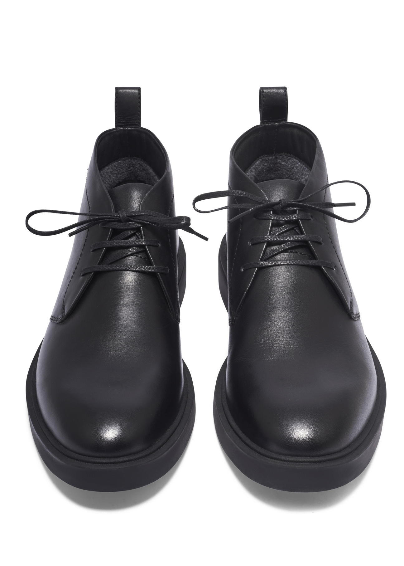 Men's black leather ankle boots BUTYM-0575-99(Z26), front product view on white background.