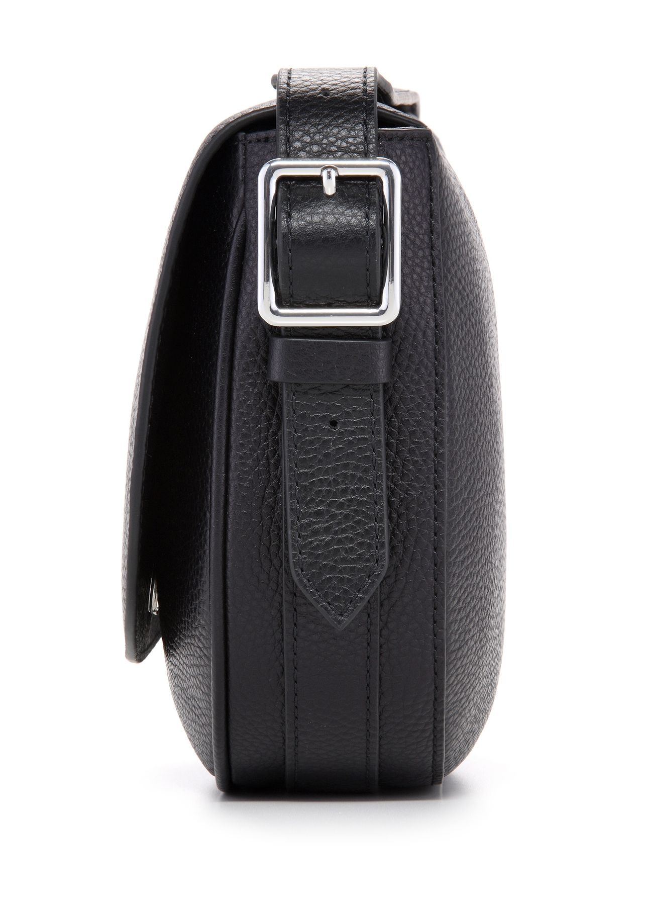 Black leather women's shoulder bag TORES-1218-9I(W26), side product view on white background.
