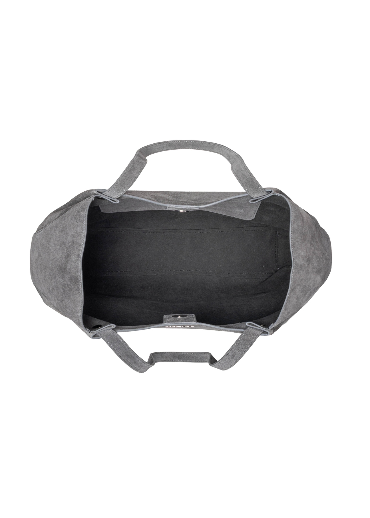 Women's suede graphite shopper bag TORES-1358-9D(Z26), product view inside from above on white background.