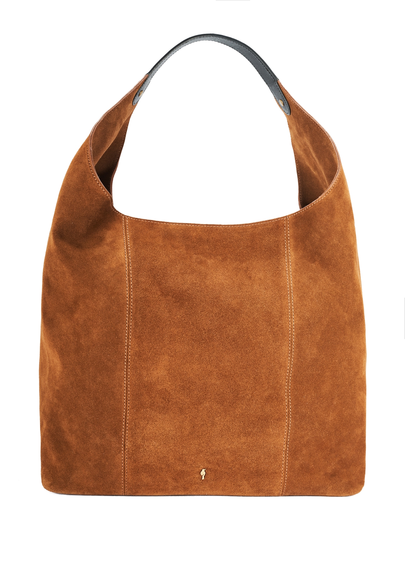 Brown suede women's handbag TORES-1167-88(Z25), product view from the front on a white background.