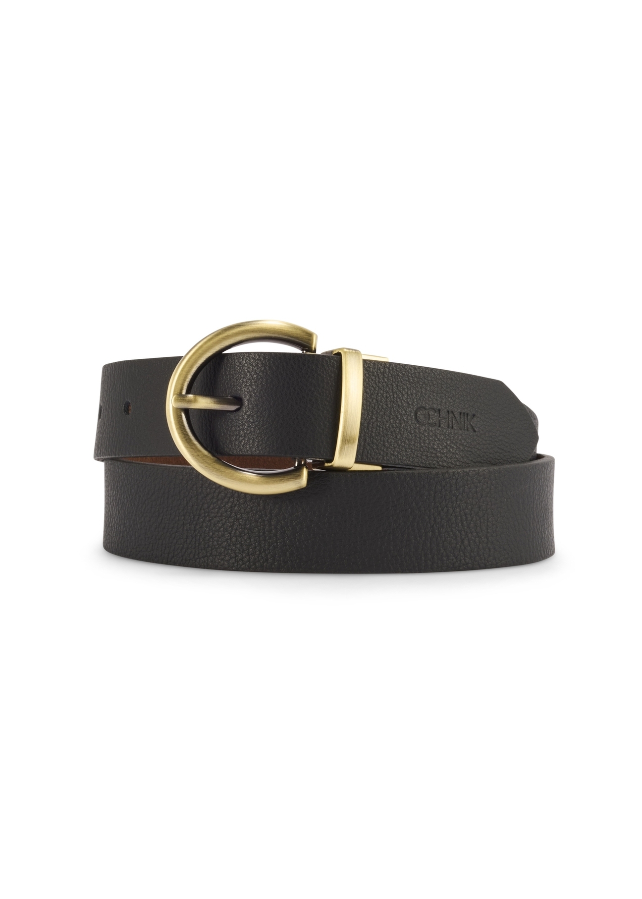 Reversible black and brown women's belt PASDS-0175B-89(Z25), product view from the front on a white background.