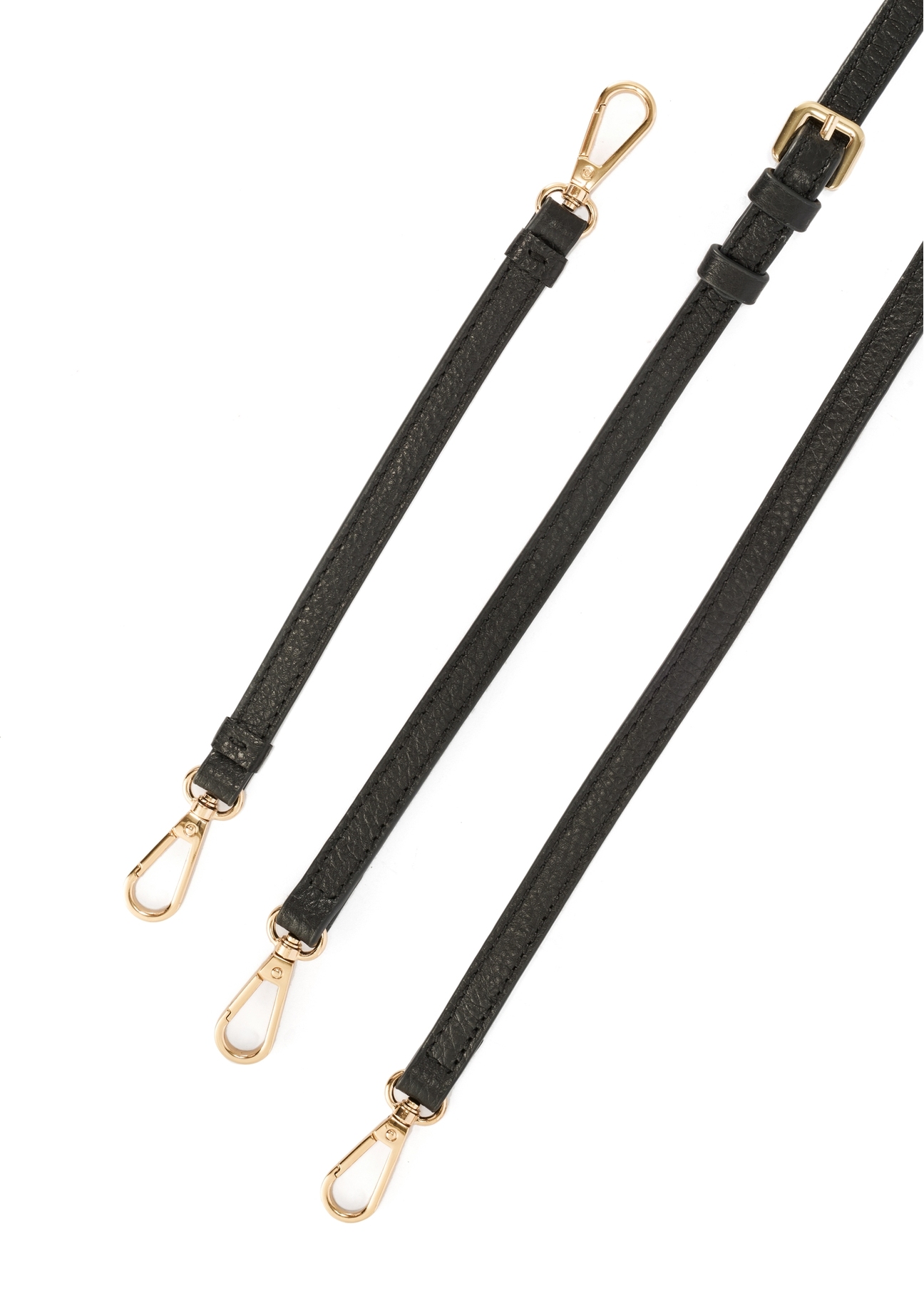 Black compact women's handbag TORES-0981D-99(Z25), view of the detachable straps of the product on a white background.