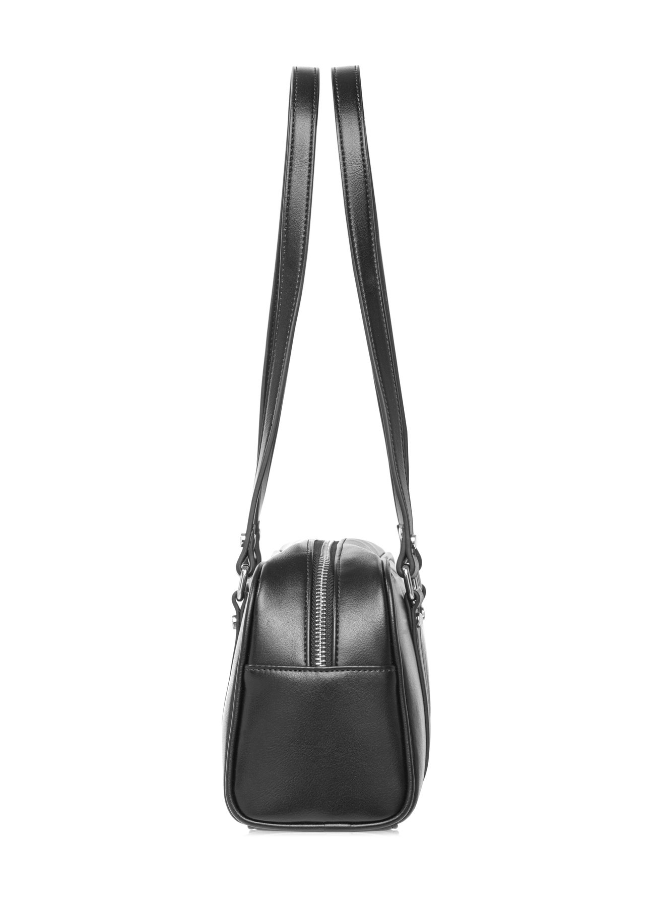 Black shoulder bag TOREC-1233-9G(W26), side view of the product on a white background.