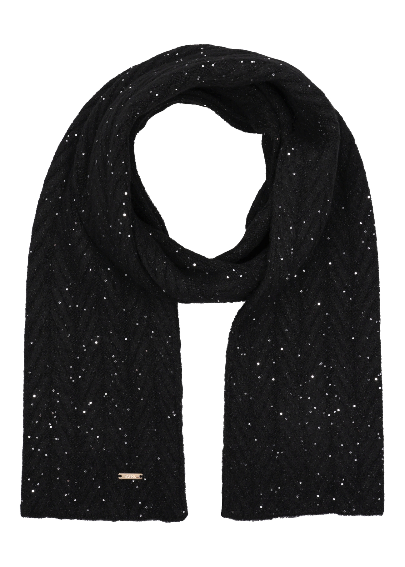 Black hat and scarf set ZESTD-0014-99(Z26), front view of the scarf on a white background.