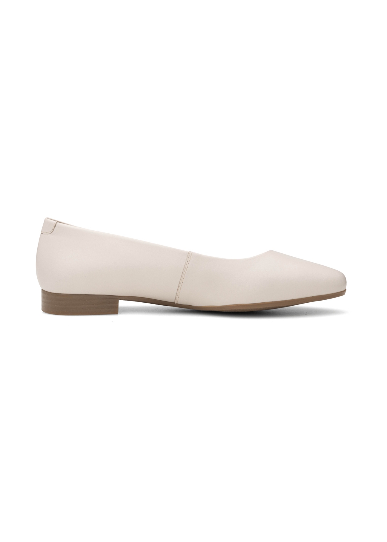 Cream leather women's ballet flats BUTYD-1049B-0B(W26), product view from the side on a white background.