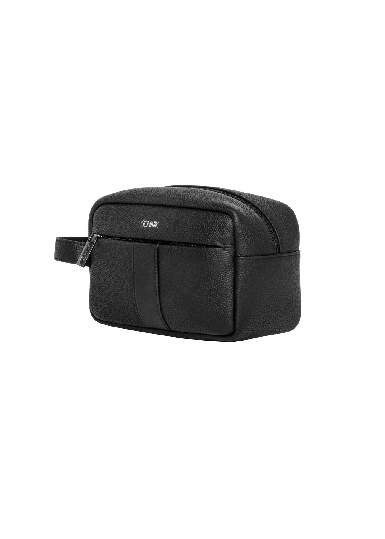 Black leather men's cosmetic bag TORMS-0537-9I(Z26), diagonal product view on white background.