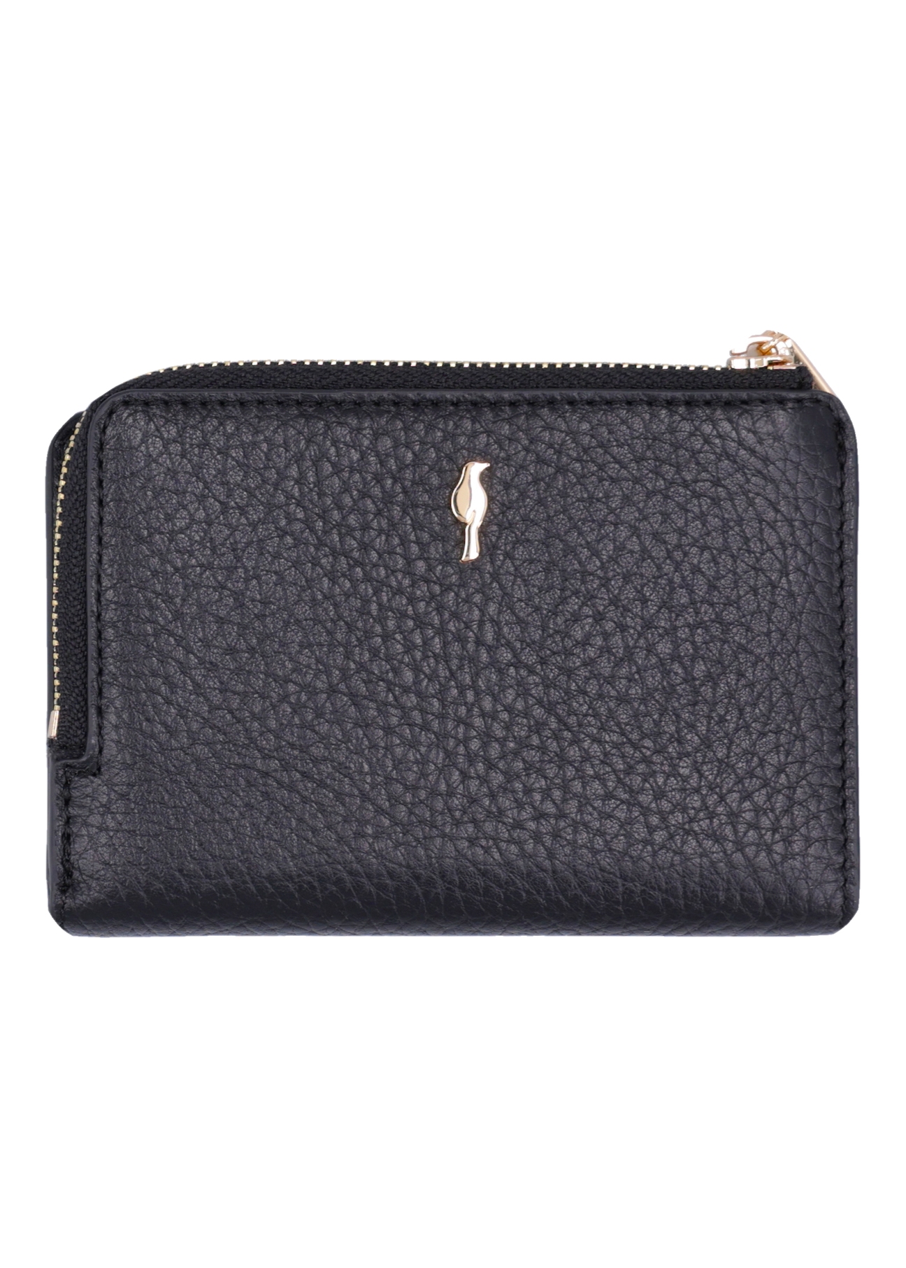Black leather women's wallet PORES-1019-9I(Z26), front product view on white background.