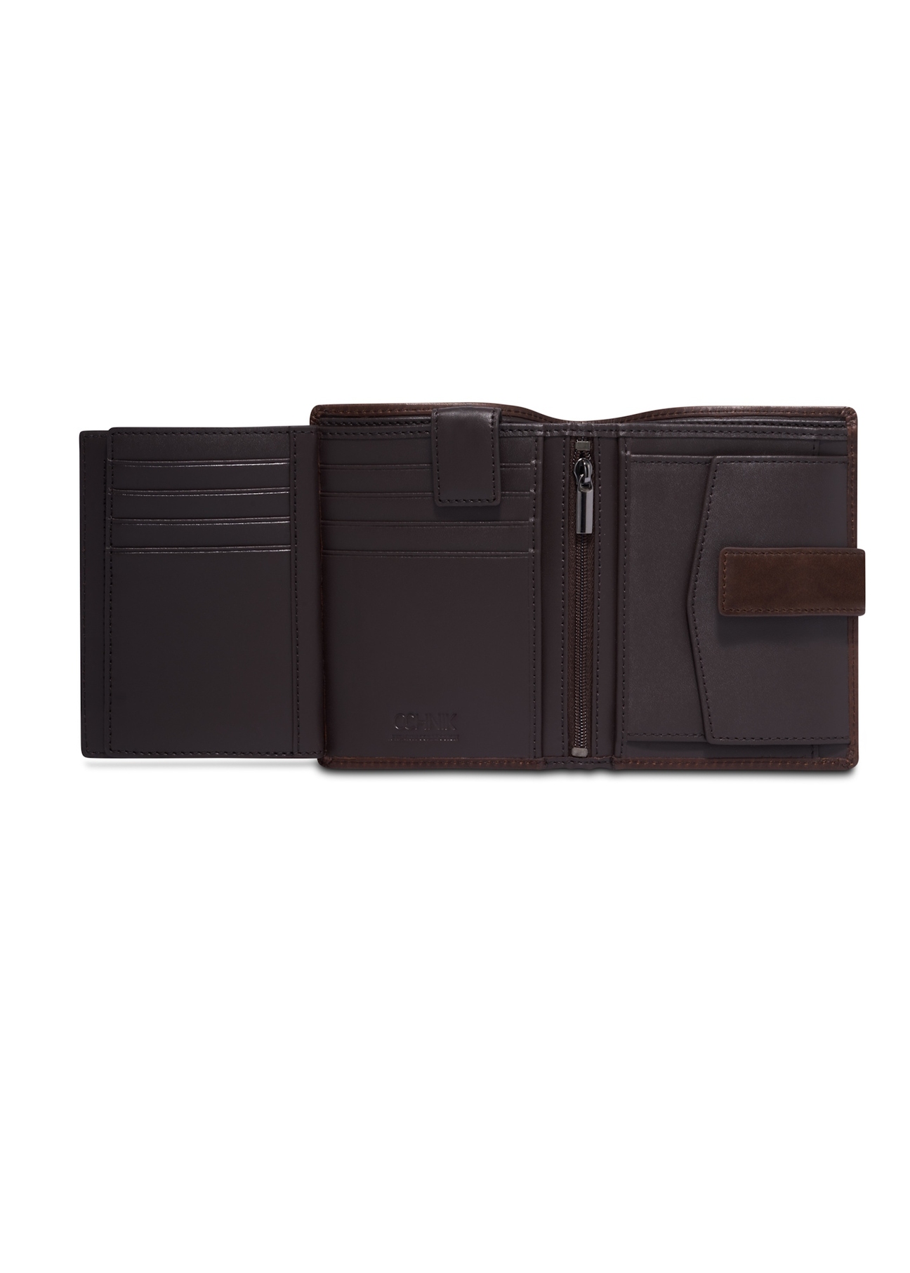 Brown men's leather wallet PORMS-0735-1I(Z26), product view inside on white background.