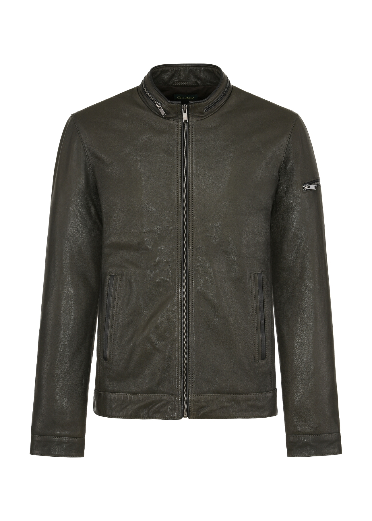 Olive leather men's jacket KURMS-0340-2088(W24)-05