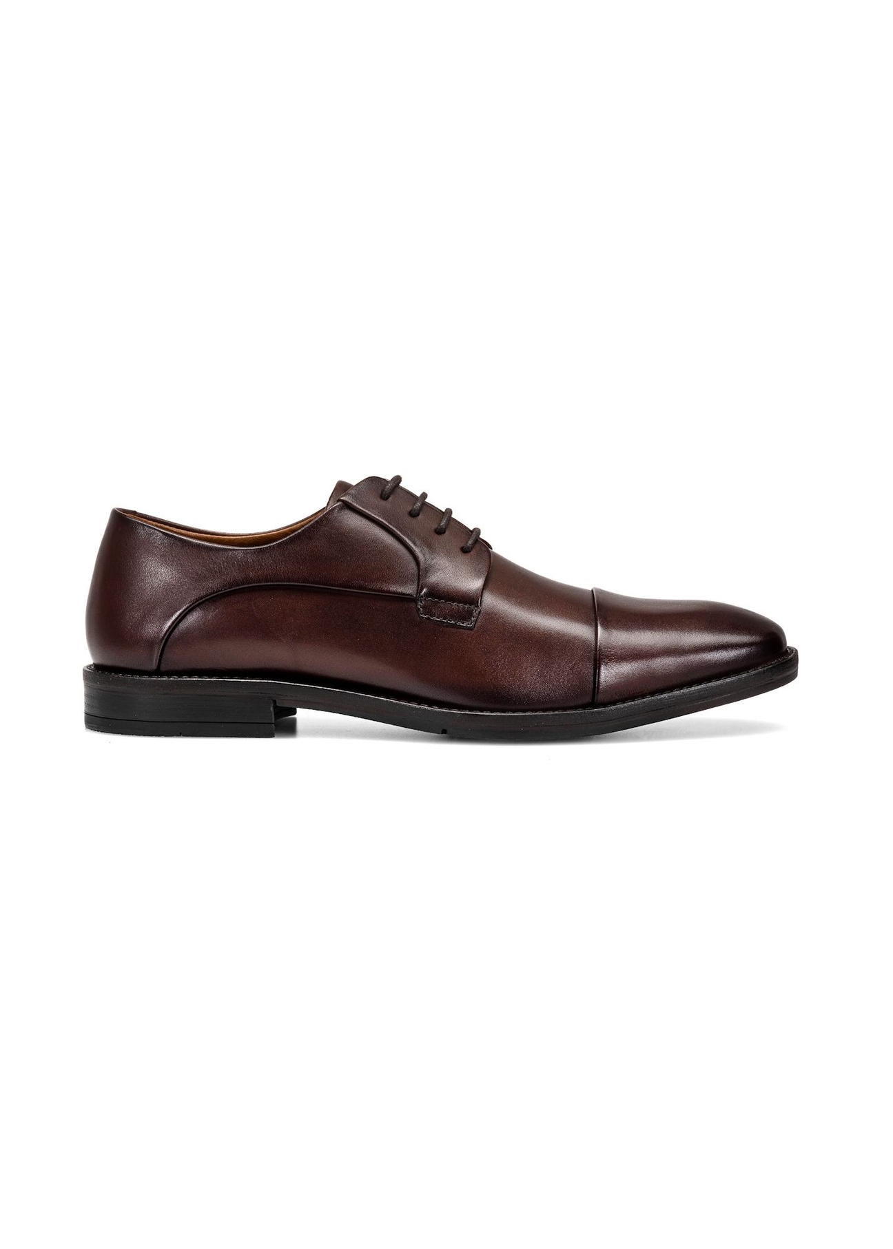 Men's brown leather shoes BUTYM-0483-1I(W26), side view of the product on a white background.