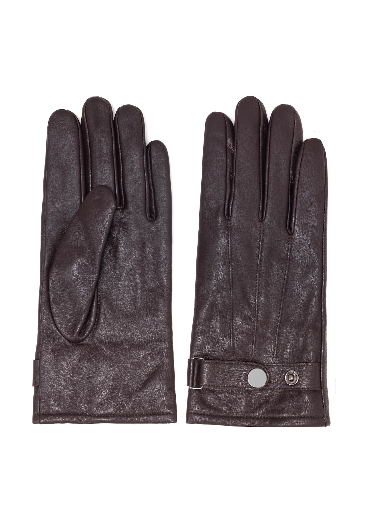 Men's leather adjustable gloves REKMS-0022A-90(Z25), front product view on white background.