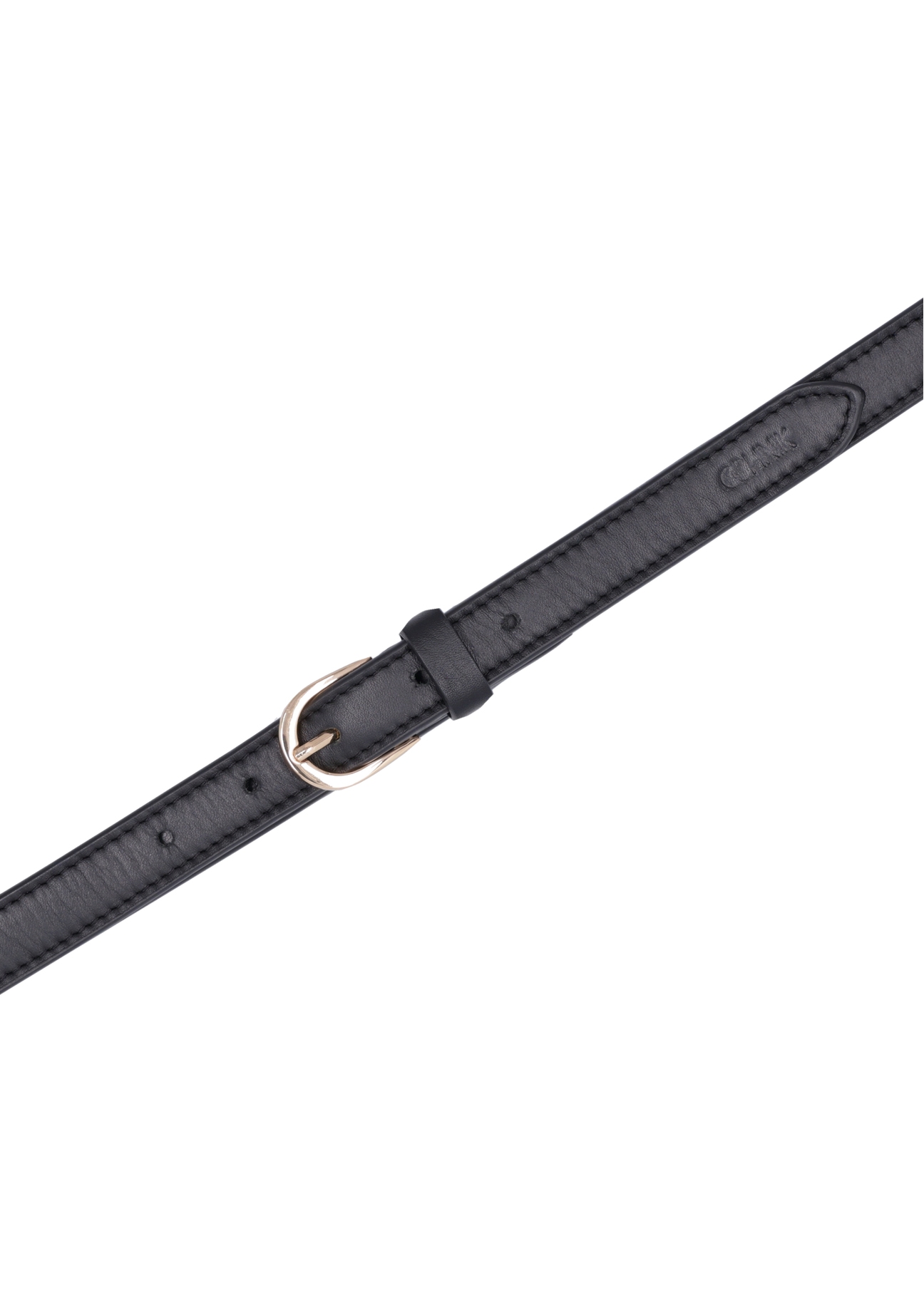 Black leather women's belt PASDS-0344-99(Z26), product view from above on white background.