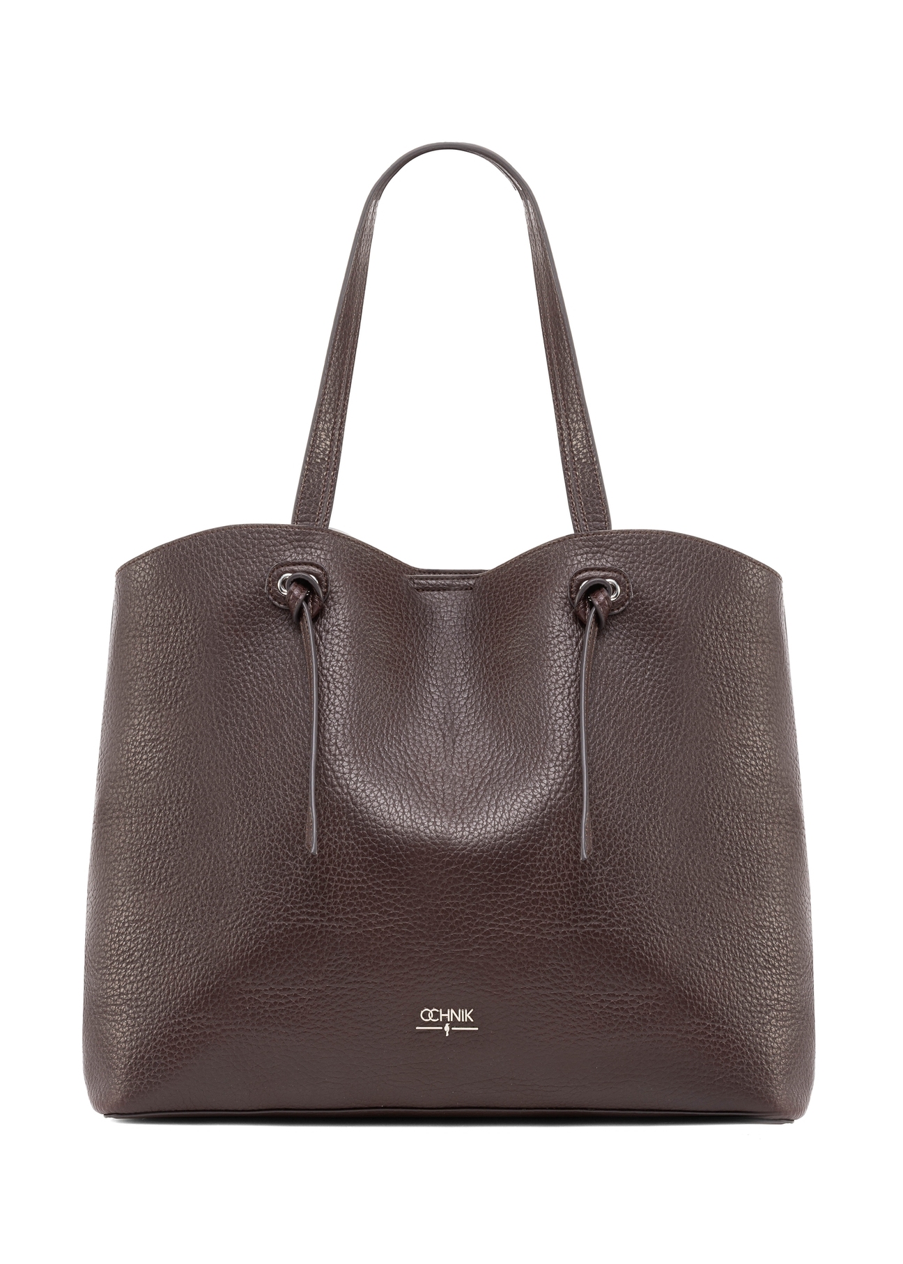 Large brown shopper bag TOREC-0995A-89(Z25), product view from the front on a white background.-02