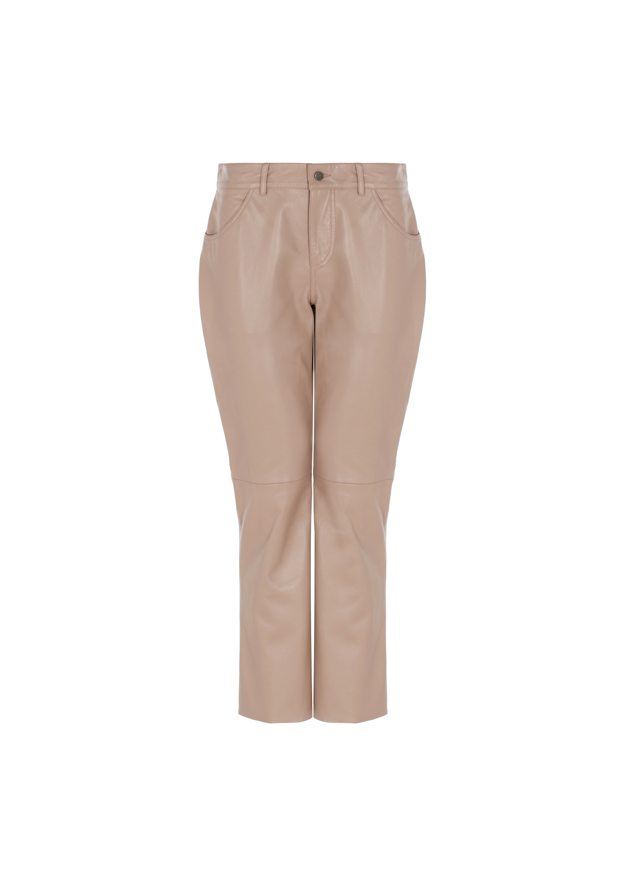Women's beige leather pants SPODS-0026-1187(W22)-04