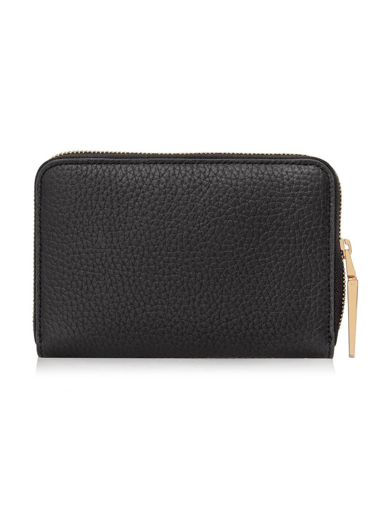 Black leather medium women's wallet PORES-0898R-9I(W26), back product view on white background.