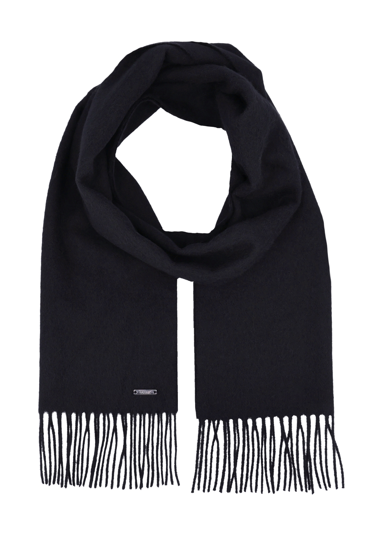 Men's woolen black scarf SZAMT-0034-99(Z25), front product view on white background.