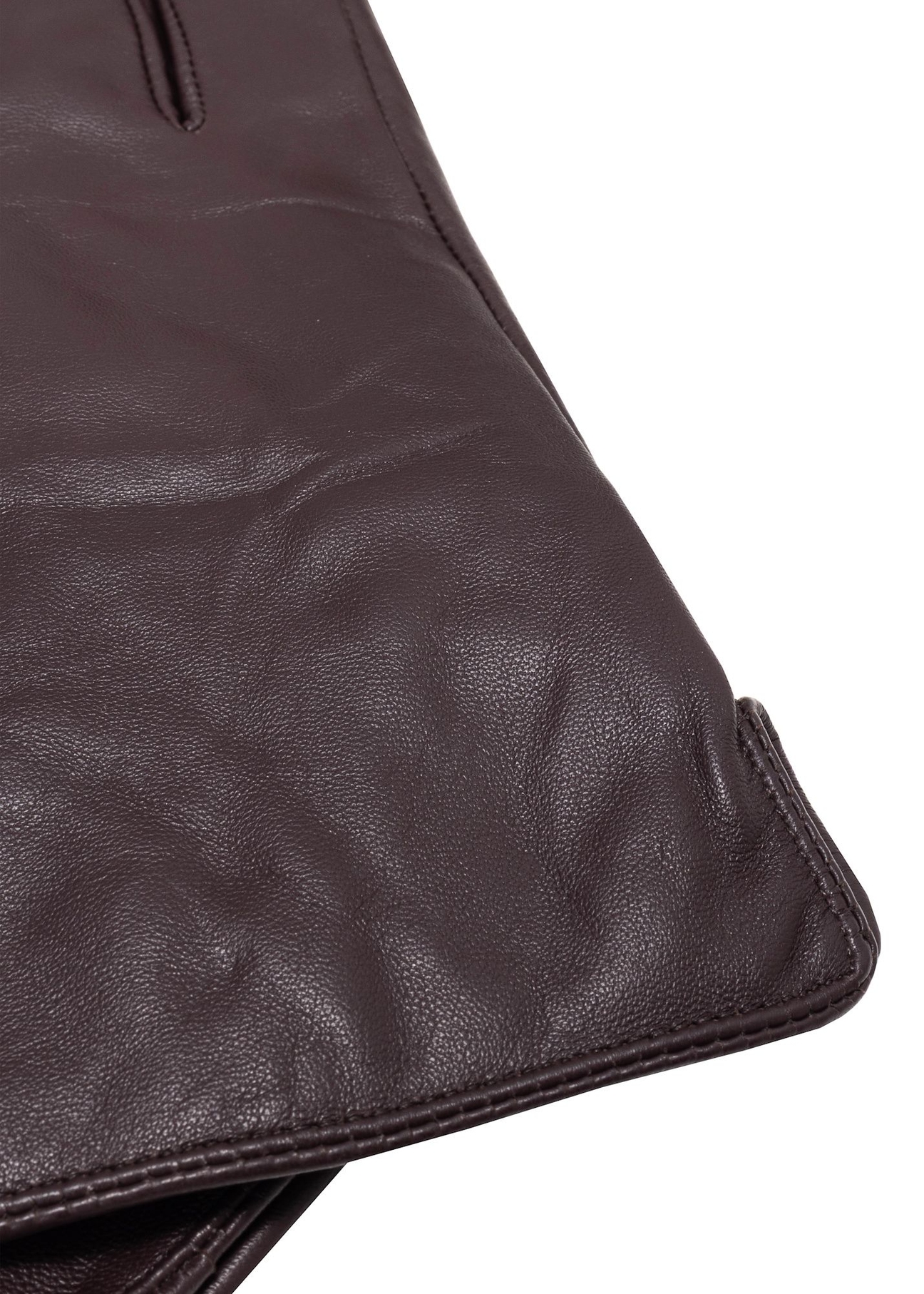 Men's brown leather gloves REKMS-0009A-1I(Z26), close-up of the product detail on a white background.