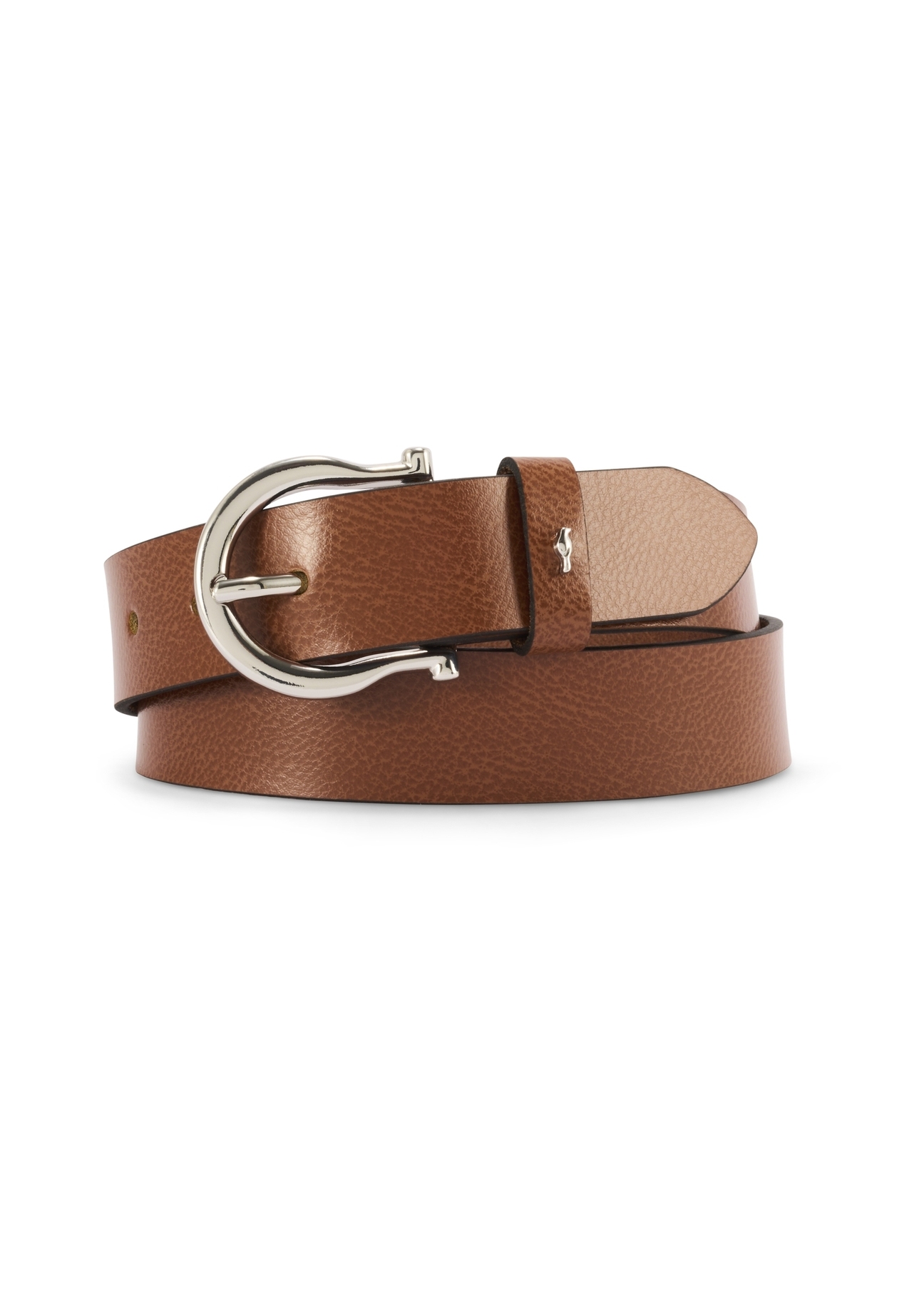 Brown women's leather belt PASDS-0274B-88(Z25), product view from the front on a white background.
