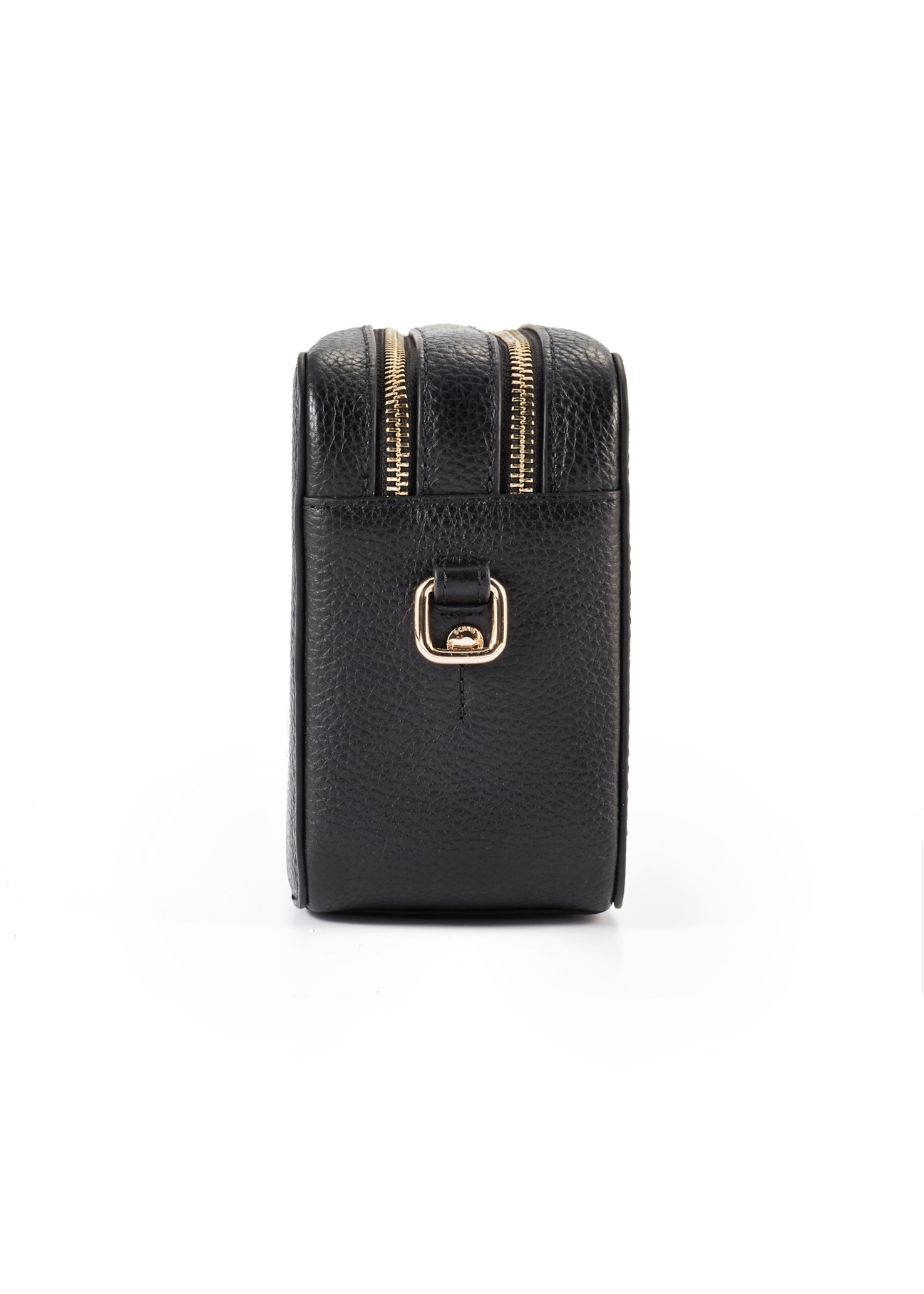 Women's leather handbag in black color TORES-1153-99(Z25), side view of the product on a white background.