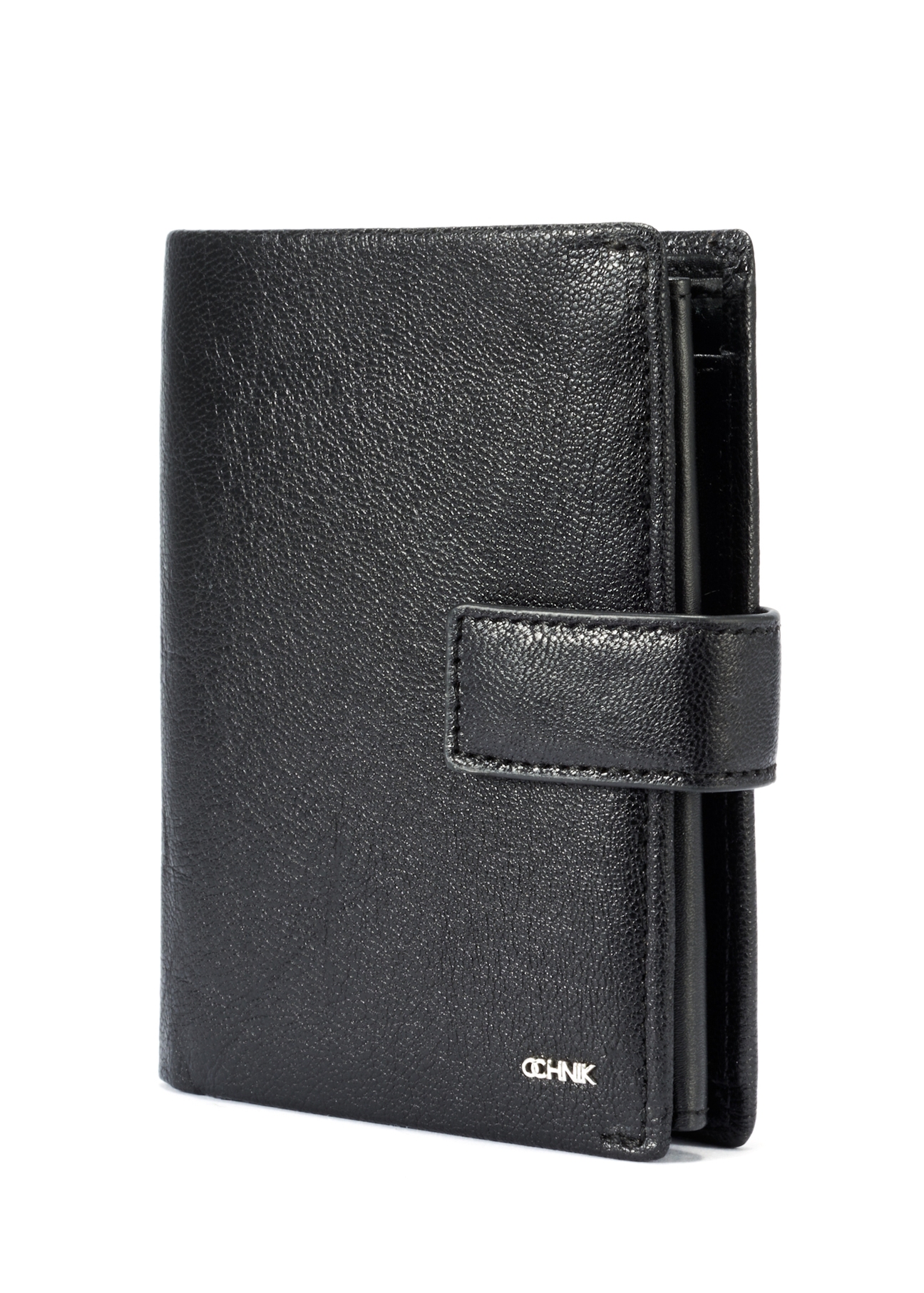 Leather black men's wallet with clasp PORMS-0647-99(W25)