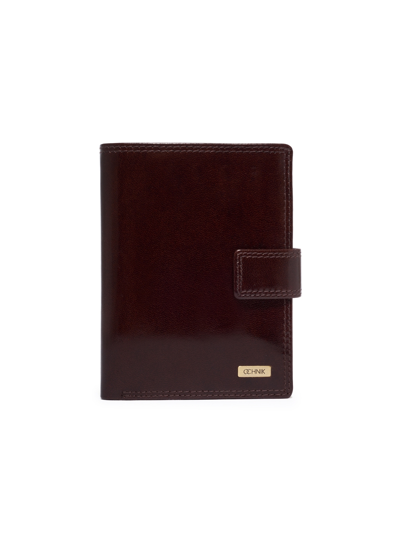 Men's brown leather wallet PL-190-1H(KS), front product view on white background.