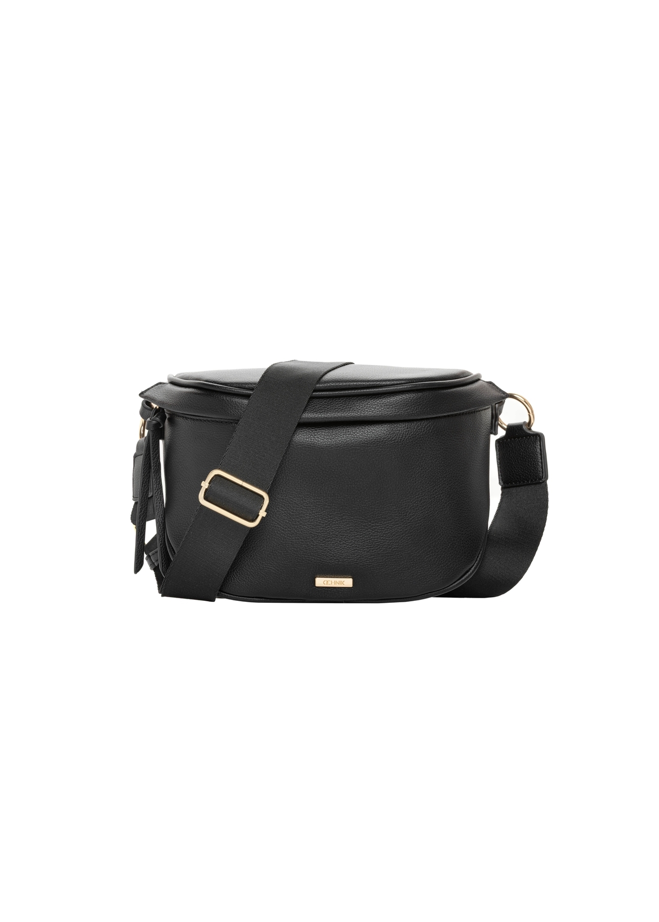 Large women's black waist bag TOREC-1266-99(Z26). Front view on a white background.