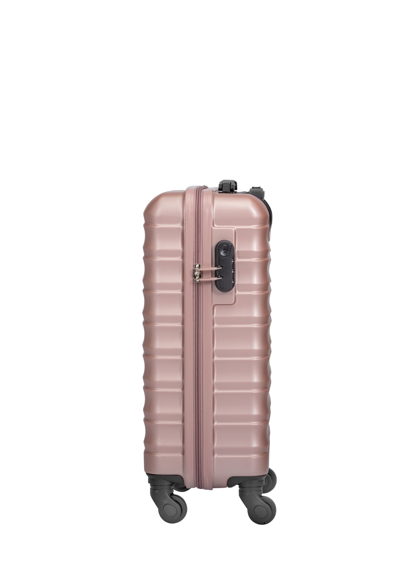 Small suitcase on wheels WALAB-0081-5X-19(W26), side view of the product on a white background.