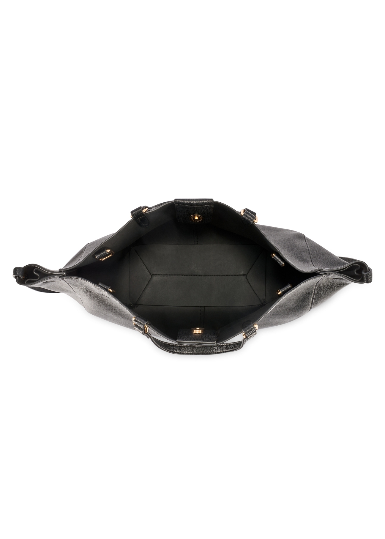 Large black shopper bag TOREC-1201-99(W26), product view inside on white background.