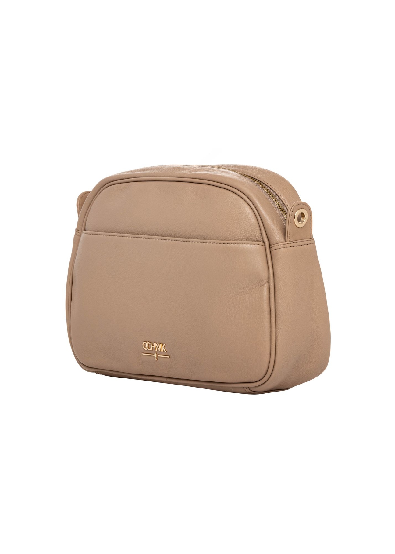 Beige leather women's shoulder bag TORES-0806F-1B(W26) - diagonal product view, on a white background.
