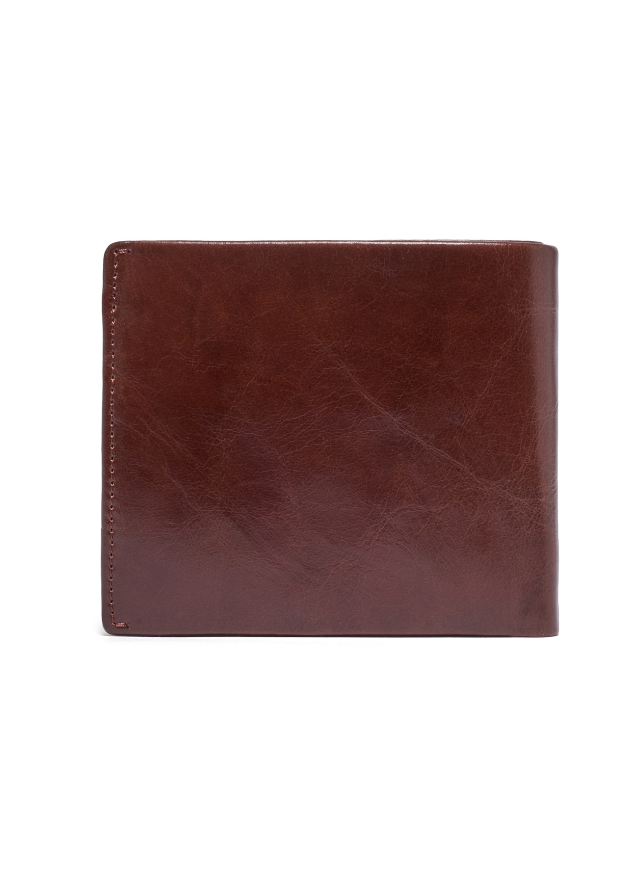 Brown leather men's wallet PORMS-0738-1G(Z26), product view from the back on a white background.