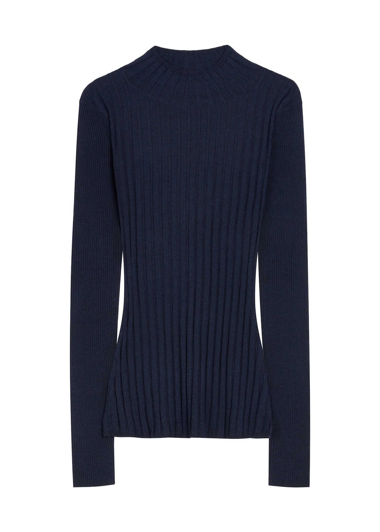 Dark navy blue women's sweater with a blend of cashmere SWEDT-0288-7E(Z26), front view of the product on a white background.
