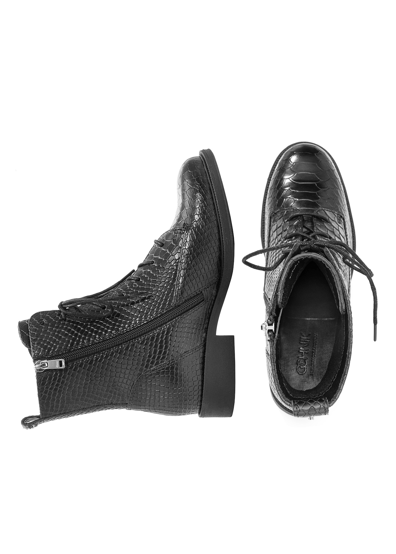 Women's leather ankle boots BUTYD-1200-99(Z25), product view from above on a white background.