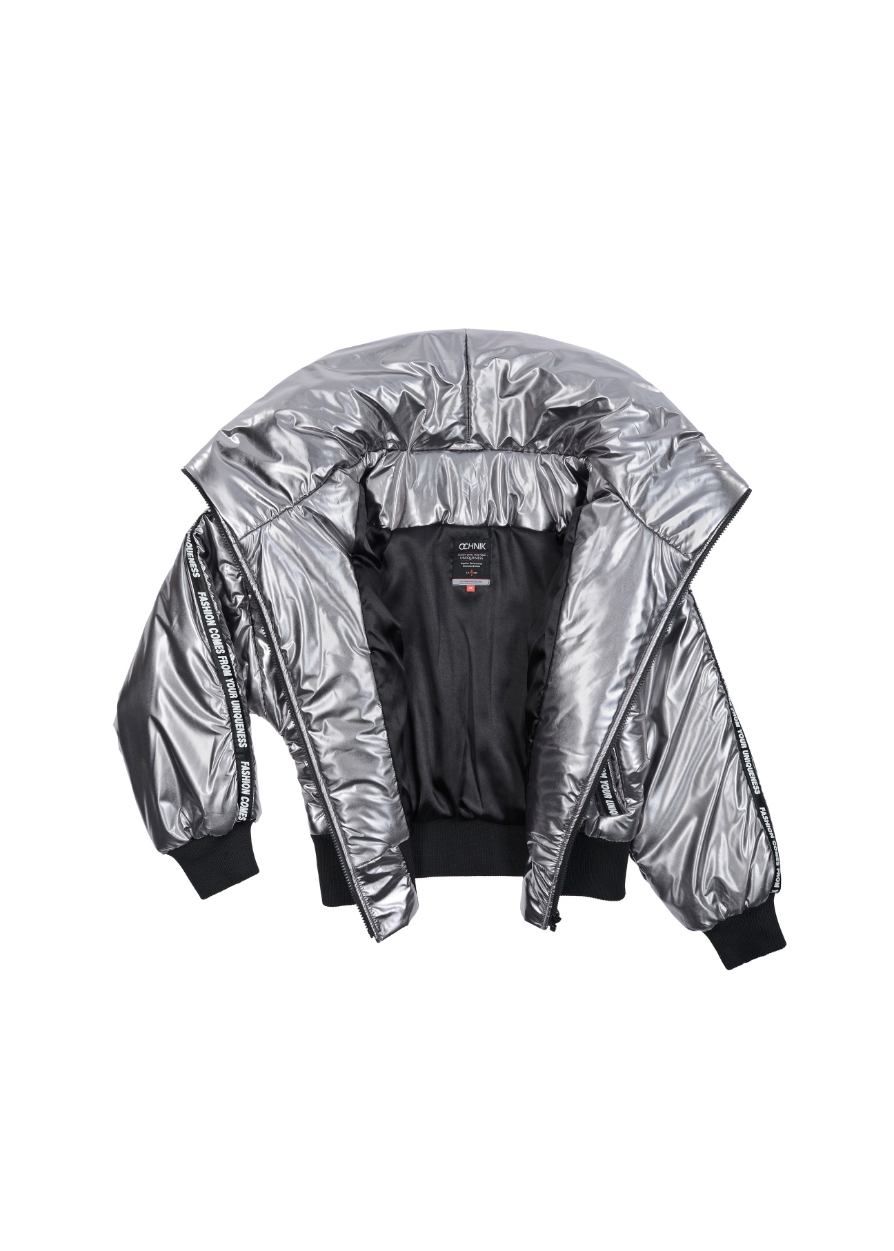 Women's silver insulated jacket KURDT-0181-92(Z19)-04