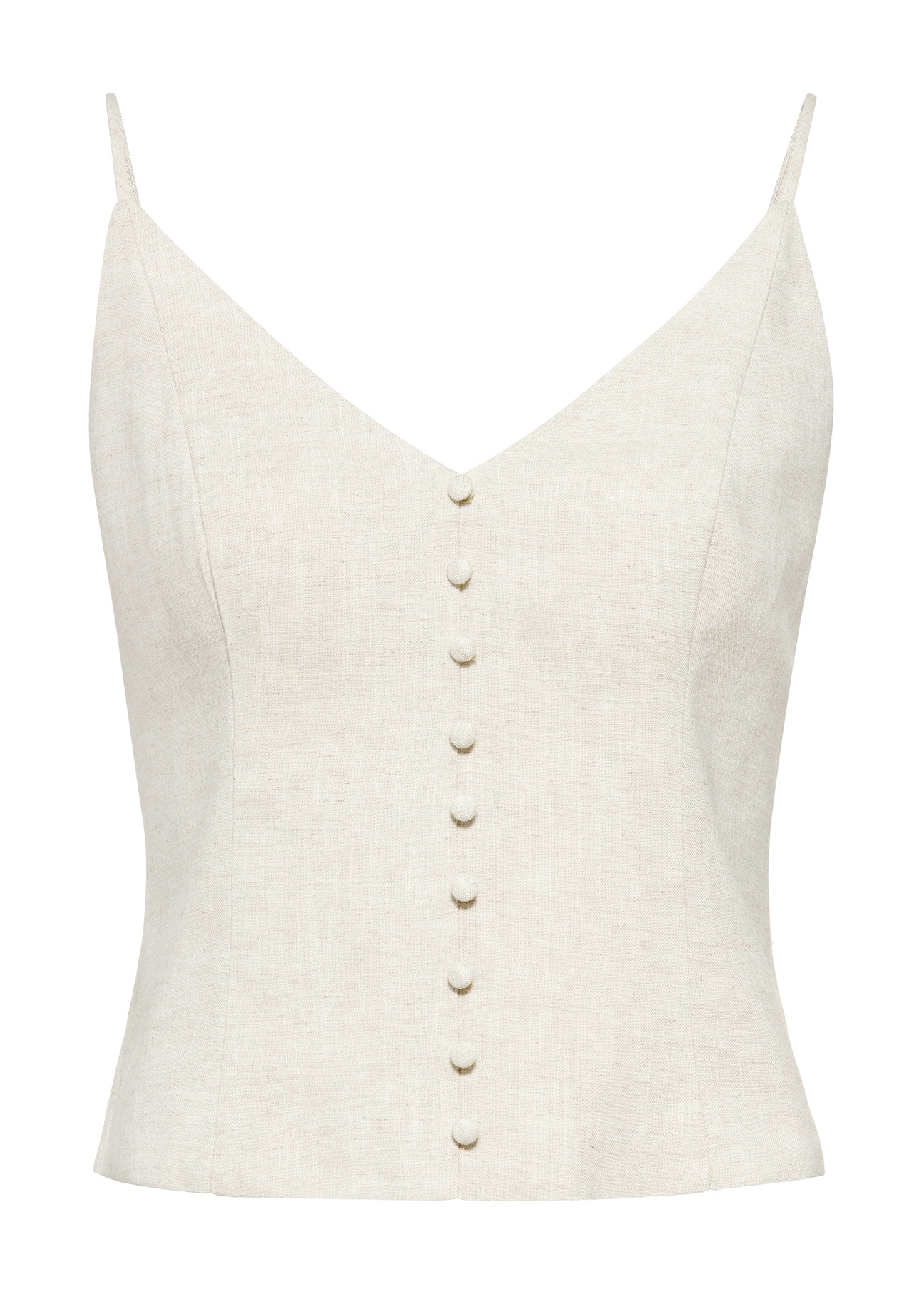 Beige linen blouse with straps BLUDT-0191-81(W25)-05