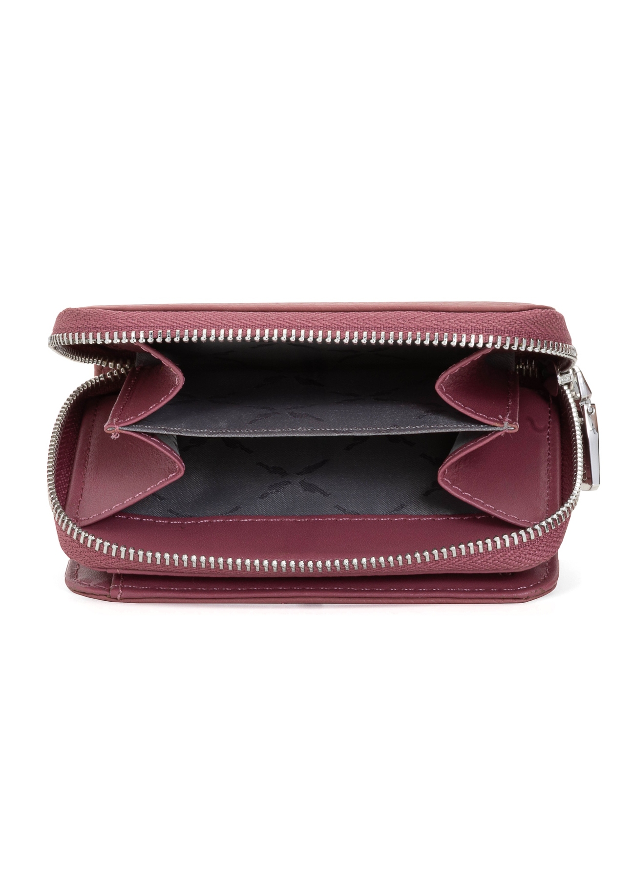 Small leather pink women's wallet PORES-0833G-31(Z25), product view inside on white background.