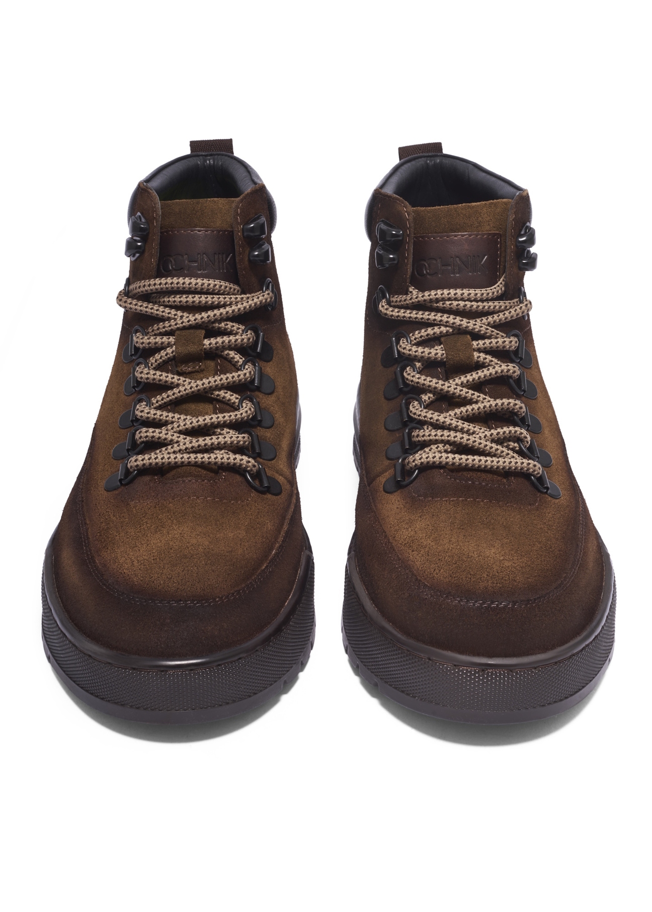 Men's suede shoes in cognac color BUTYM-0576-1H(Z26), front product view on white background.
