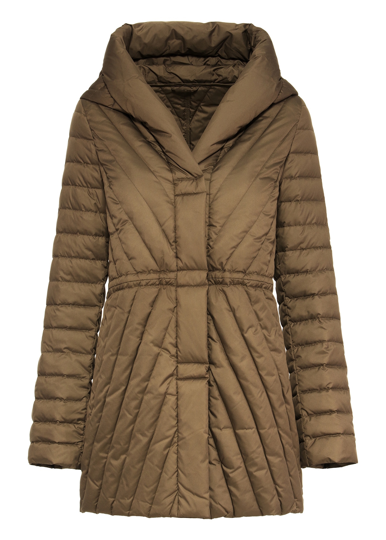 Brown women's quilted jacket KURDT-0524-89(Z25), front product view on white background.