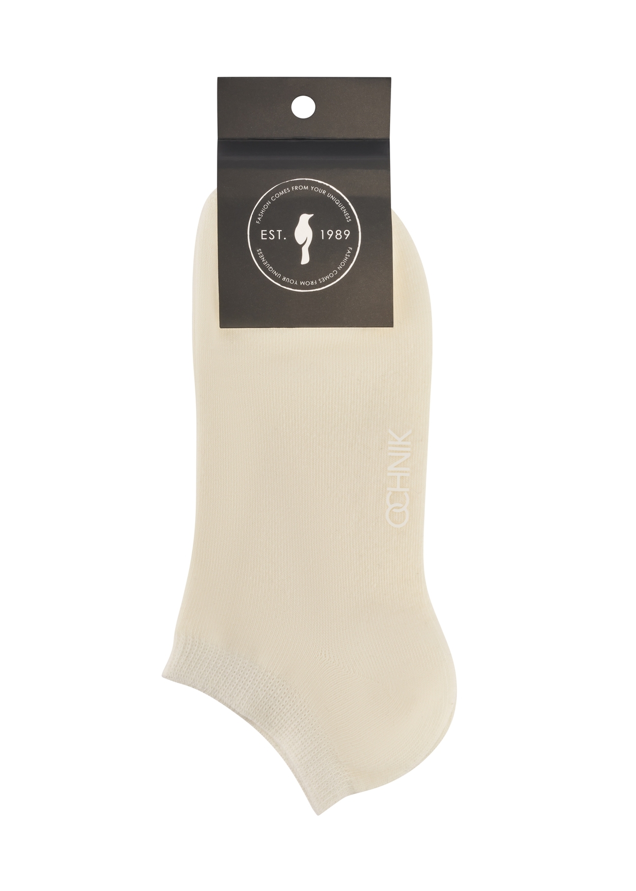 Cream men's short socks SKAMT-0151B-0B(W26), product view with packaging on white background.