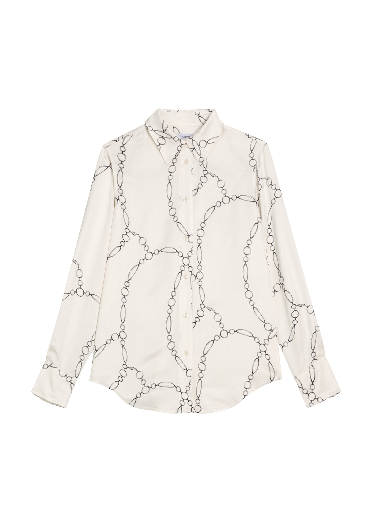 White women's shirt with print KOSDT-0172-0P(Z26) - front product view, on a white background.